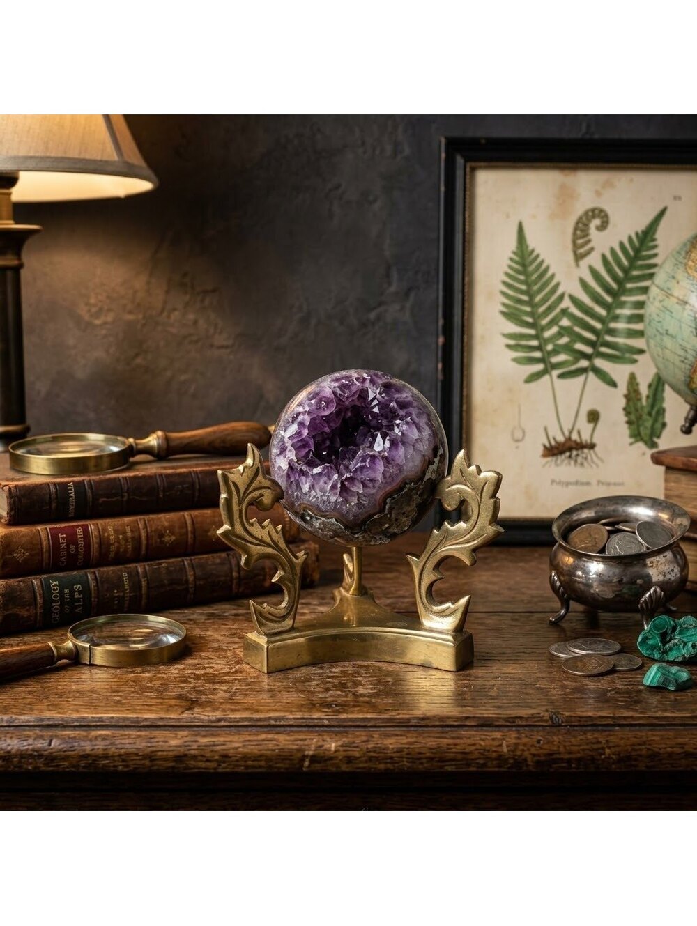 vintage solid brass tripod display stand